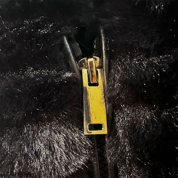 Gallery Women's Hooded Grooved Faux-Fur Jacket Black Size L - Picture 8 of 10